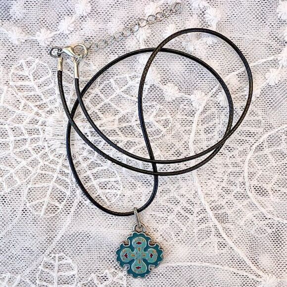 Dainty Enamel Maltese Cross Reversible Charm Necklace - Picture 4 of 7